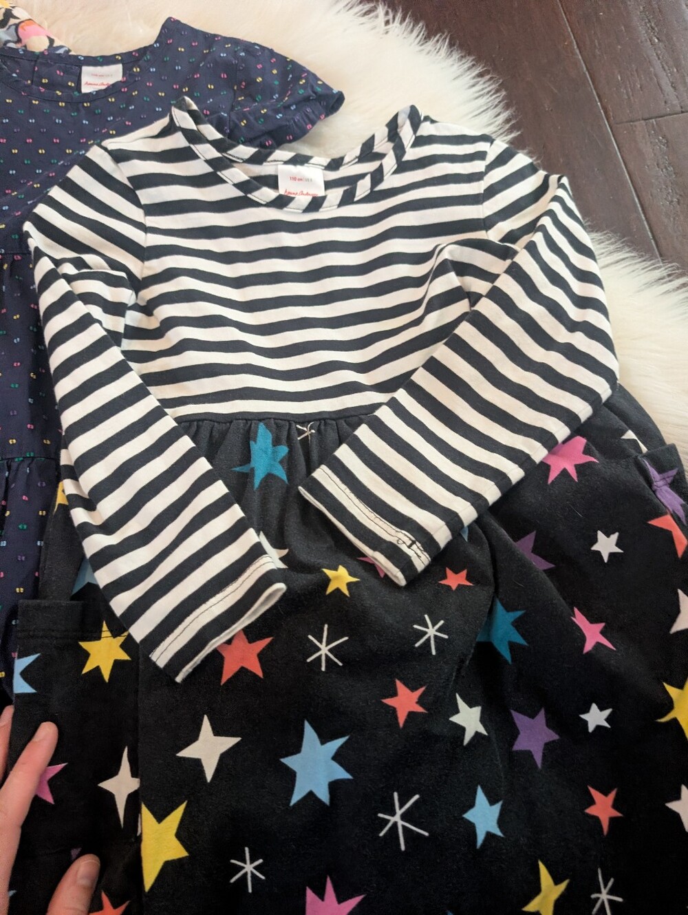 Bundle! 4 Hanna Andersson Dresses Short Long Sleeve Embroidered Denim Ladybug 5T - Picture 4 of 13